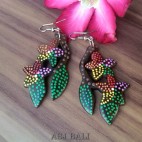 handmade earring wooden hand carving painted bali